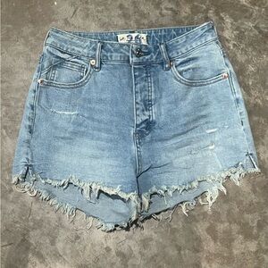 We The Free Blue Distressed Jean Shorts